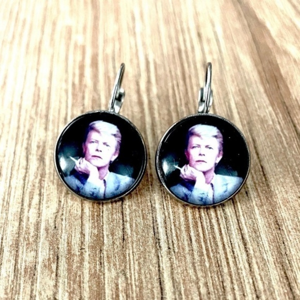 David Bowie 16mm Stainless Steel Lever Back Earrings, Handmade, NWT, Unworn